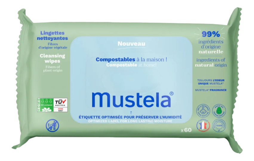 Lingette nettoyante compostable parfumée    60 lingettes