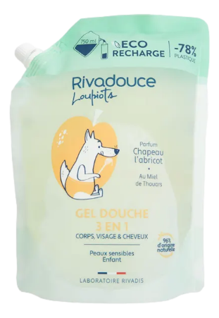 RIVADOUCE LOUPIOTS gel douche 3 en 1 chapeau l'abricot   750ml